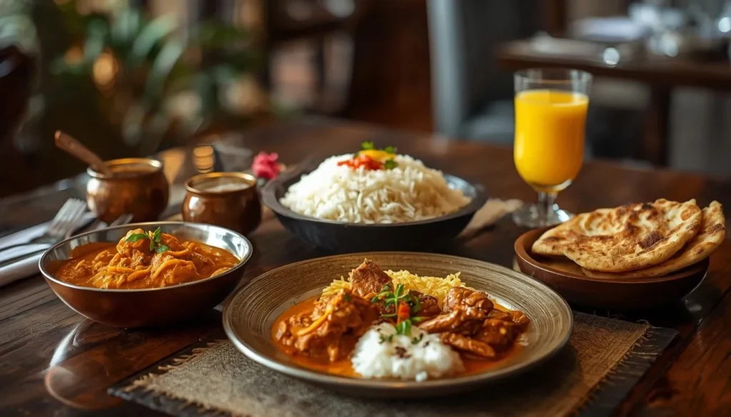 Traditional Indian dishes served at a restaurant in Kuta Bali.