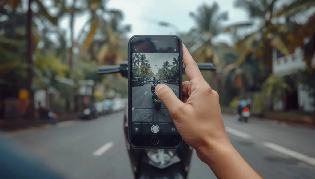 Wisatawan memotret kondisi bodi dan roda skuter sebagai dokumentasi sebelum menyewa di Bali